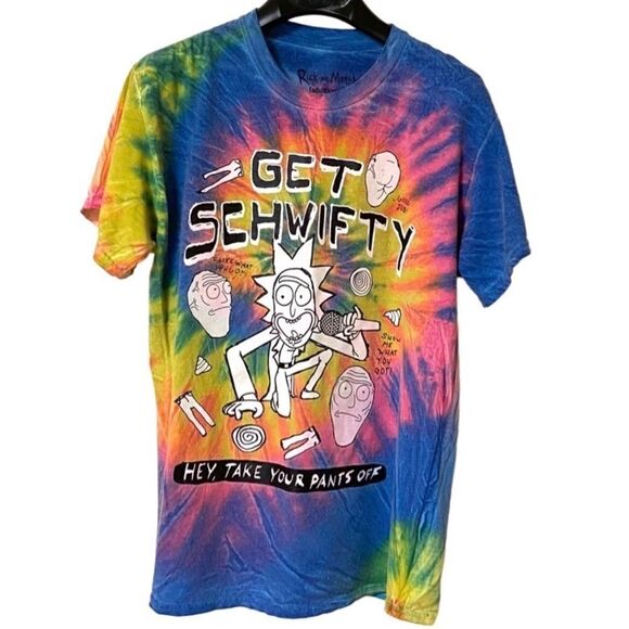 Rick and Morty Adult Swim Men’s Unisex Tie Dye Get Schwifty Graphic Shirt Sz M - Picture 1 of 7